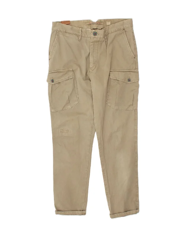 Street Shorts VINTAGE Mens Tapered Cargo Trousers W33 L29  Beige Cotton