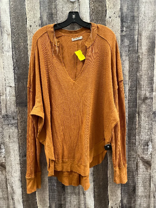 Printed Shirts Top Long Sleeve By We The Free In Orange, Size: Xl