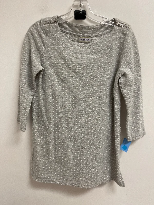 Sporty Looks Tunic Long Sleeve By Liz Claiborne In Grey, Size: S