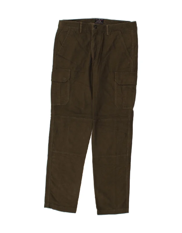 Rain Jackets CELIO Mens Slim Cargo Trousers W34 L31 Green Cotton