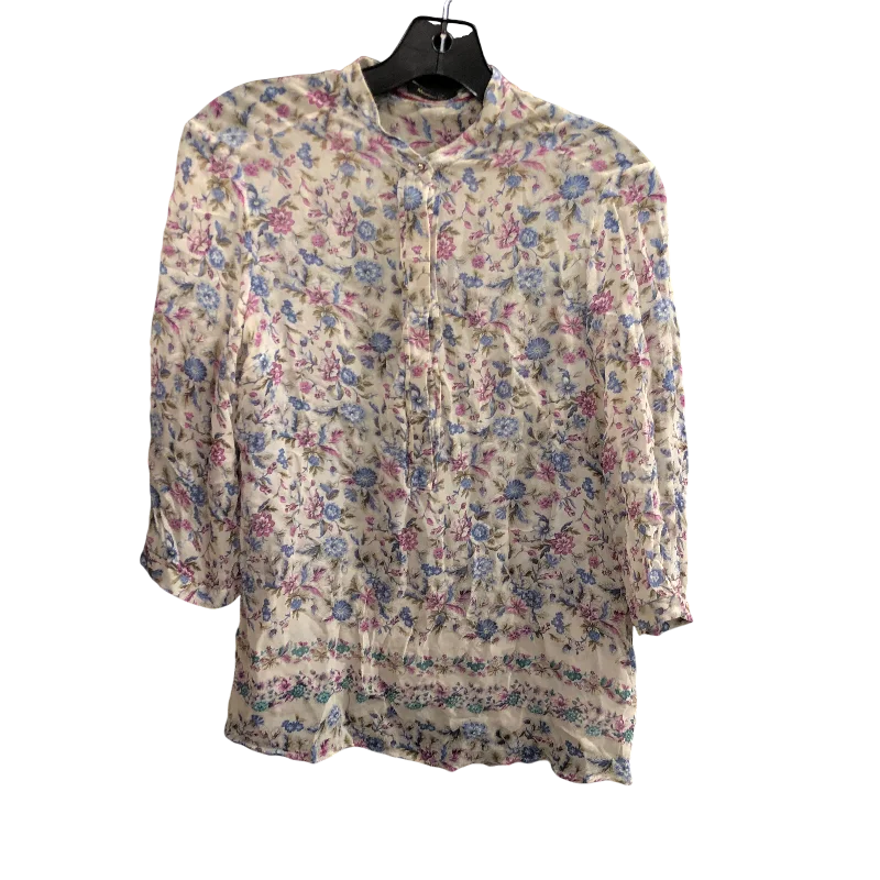 Slim-fit Jeans Top Long Sleeve Designer By Massimo Dutti In Floral Print, Size: S