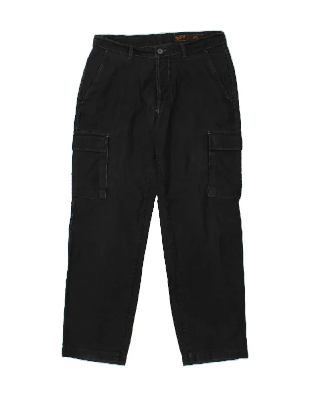 Denim Wear GAS Mens Straight Cargo Trousers W34 L29 Black Cotton