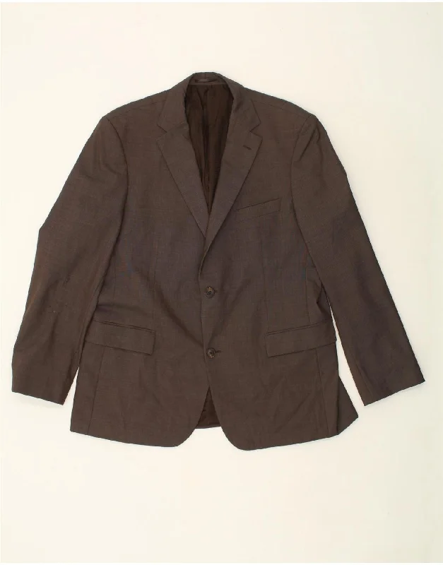 Street Casual HUGO BOSS Mens 2 Button Blazer Jacket IT 54 2XL Brown Wool