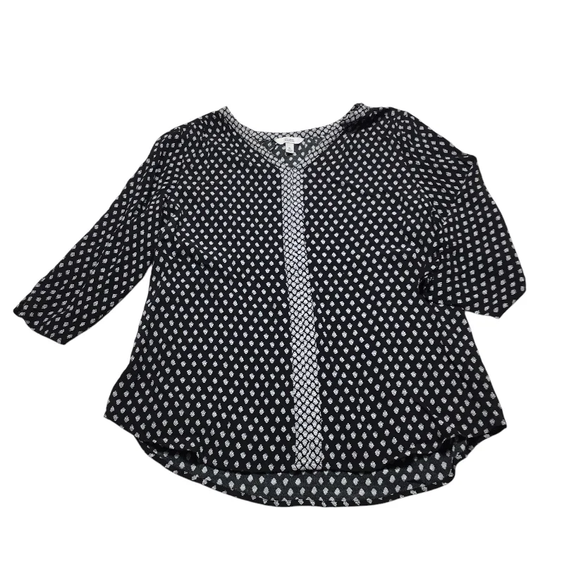 Utility Jackets Top Long Sleeve By Croft And Barrow In Black & White, Size: Xl