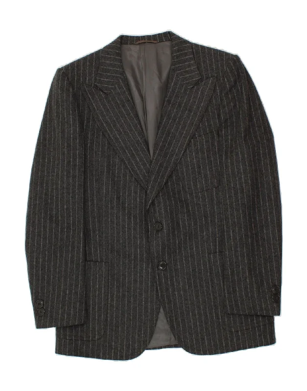 Knit Sweaters VINTAGE Mens Slim 2 Button Blazer Jacket IT 52 XL Grey Pinstripe