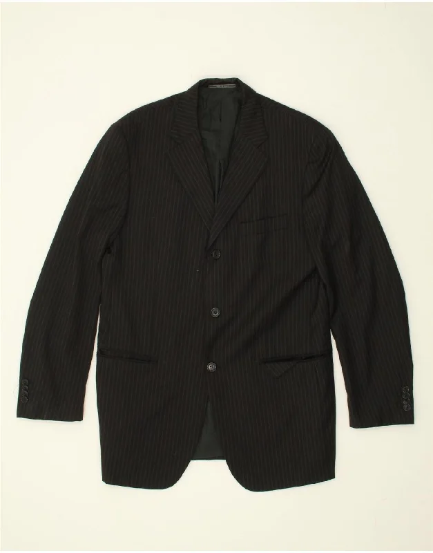 Athletic Vests CERRUTI Mens 3 Button Blazer Jacket IT 50 Large Black Striped Viscose