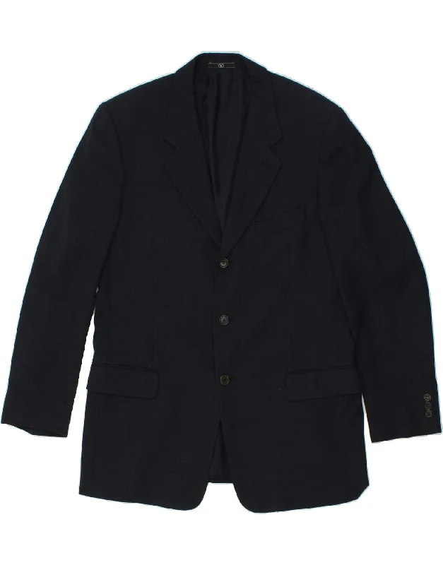 Sports Jackets VALENTINO Mens Slim 3 Button Blazer Jacket IT 56 3XL Navy Blue Virgin Wool