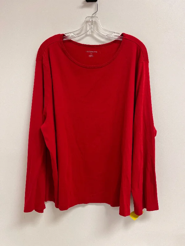 Dress Shoes Top Long Sleeve By Liz Claiborne In Red, Size: 4x