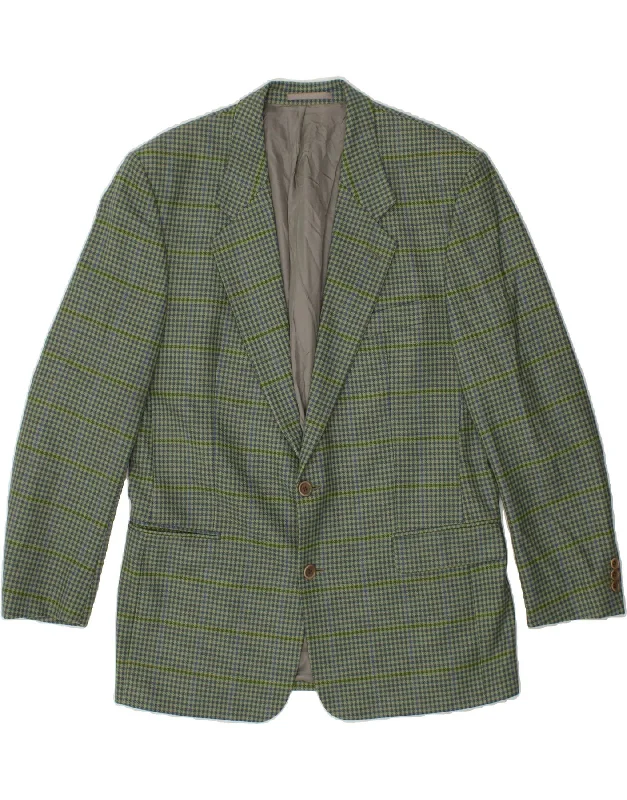 Cool Jackets KIRSCH Mens 2 Button Blazer Jacket IT 54 2XL Green Houndstooth Wool