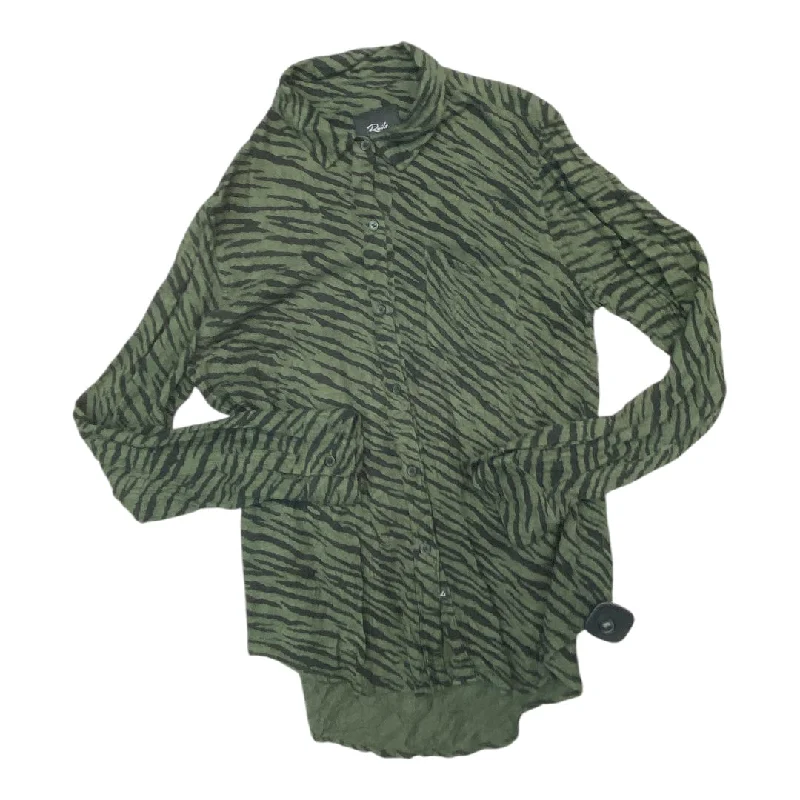 Office Attire Top Long Sleeve By Rails In Green, Size: M