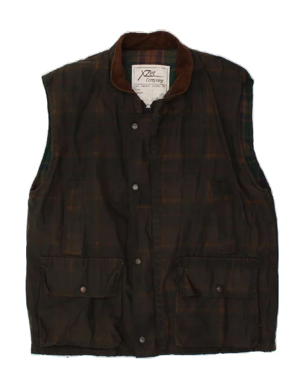 Athletic Wear VINTAGE Mens Utility Gilet UK 38 Medium Brown Check Cotton