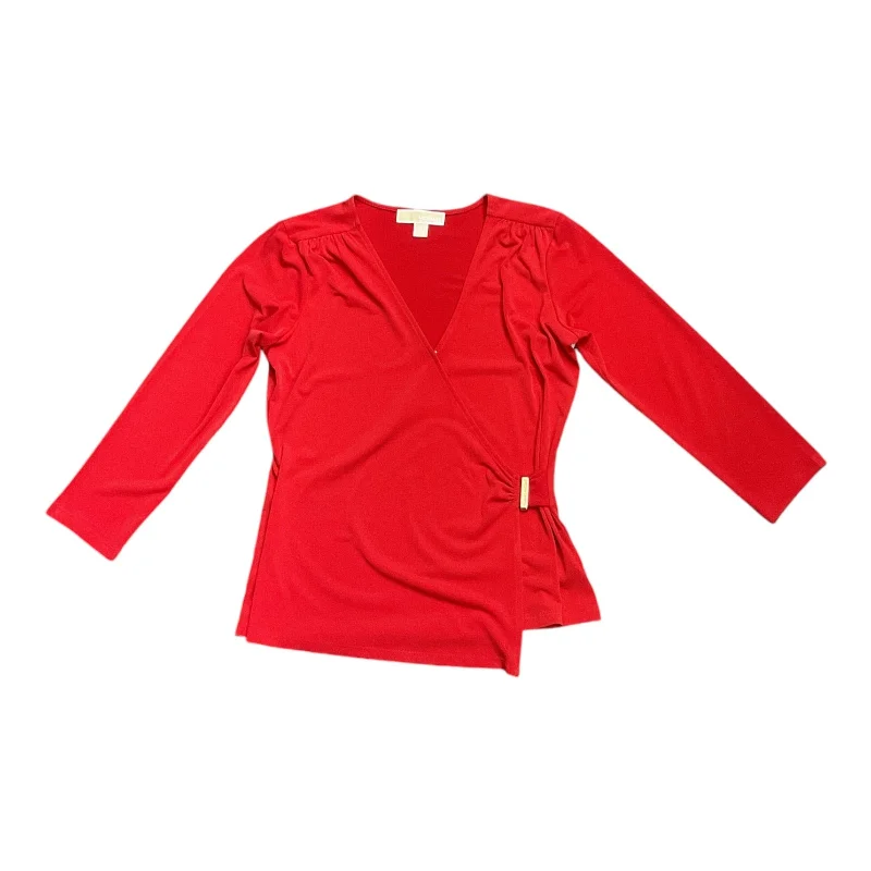 Graphic Sweatshirts Top Long Sleeve Designer By Michael By Michael Kors In Red, Size: S