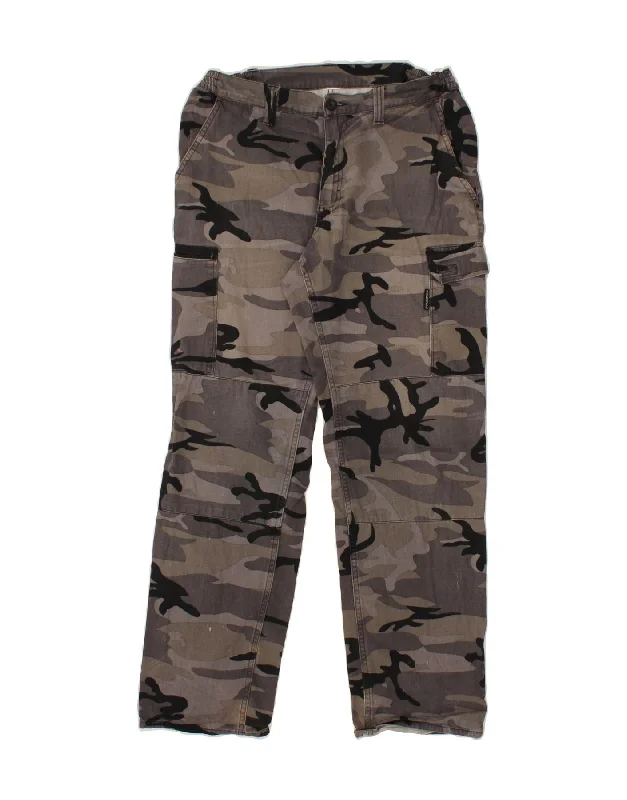 Summer Fashion SOLOGNAC Mens Straight Cargo Trousers W34 L29  Grey Camouflage