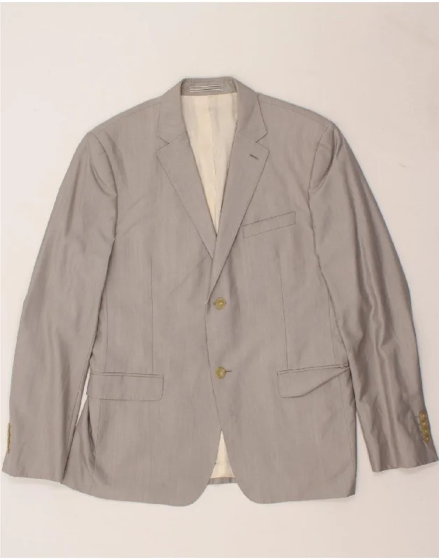 Athleisure Wear KENZO Mens Slim 2 Button Blazer Jacket IT 52 XL Grey Wool