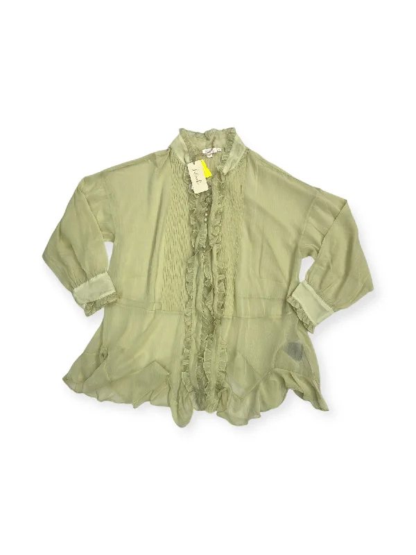 Street Style Top Long Sleeve By Anthropologie In Green, Size: 1x