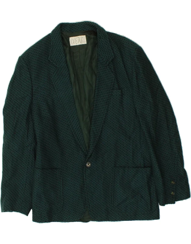 Winter Coats VINTAGE Mens 1 Button Blazer Jacket IT 48 Medium Green Spotted