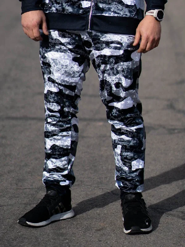 Casual Coats Snow Camo Crushed Velvet Unisex Joggers