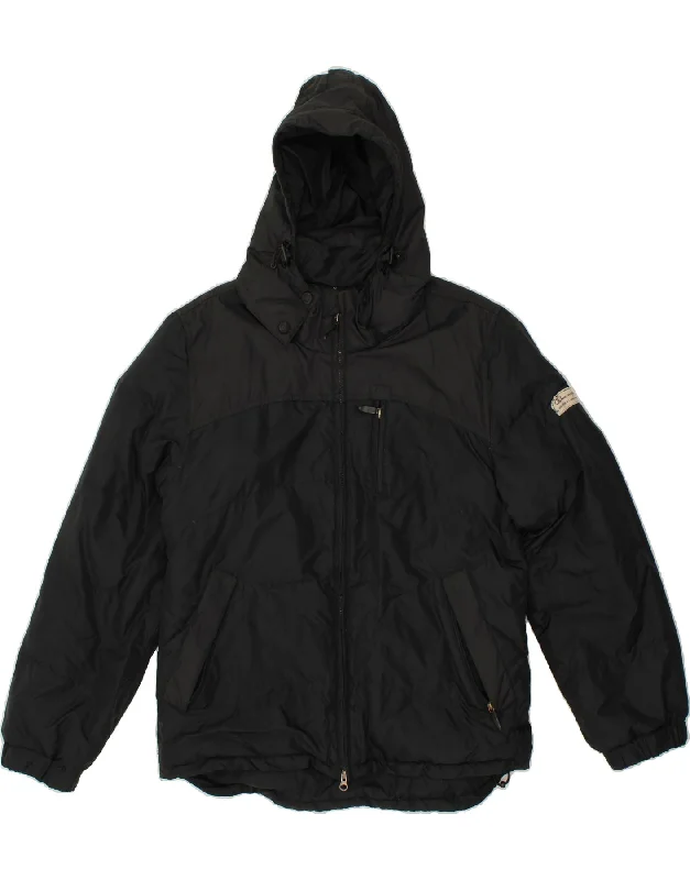 Button-down Shirts CHAMPION Mens Hooded Padded Jacket UK 38 Medium Black Polyester