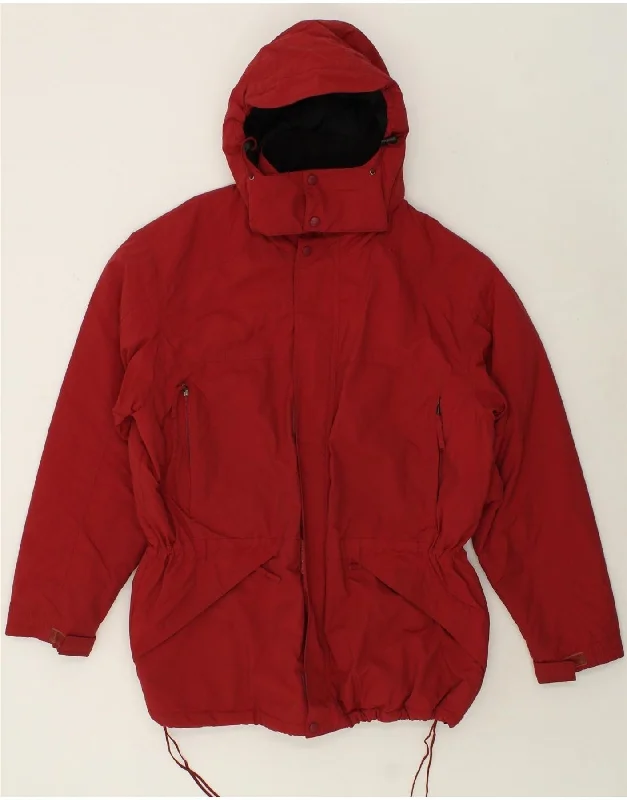 Leather Jackets L.L.BEAN Mens Hooded Padded Jacket UK 40 Large Red Nylon