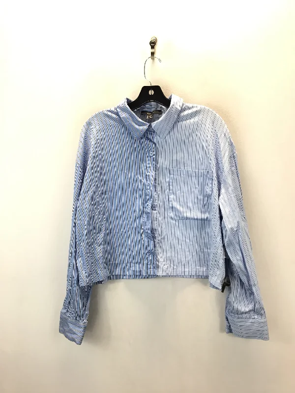 Business Shirts Top Long Sleeve By Forever 21 In Blue, Size: 1x