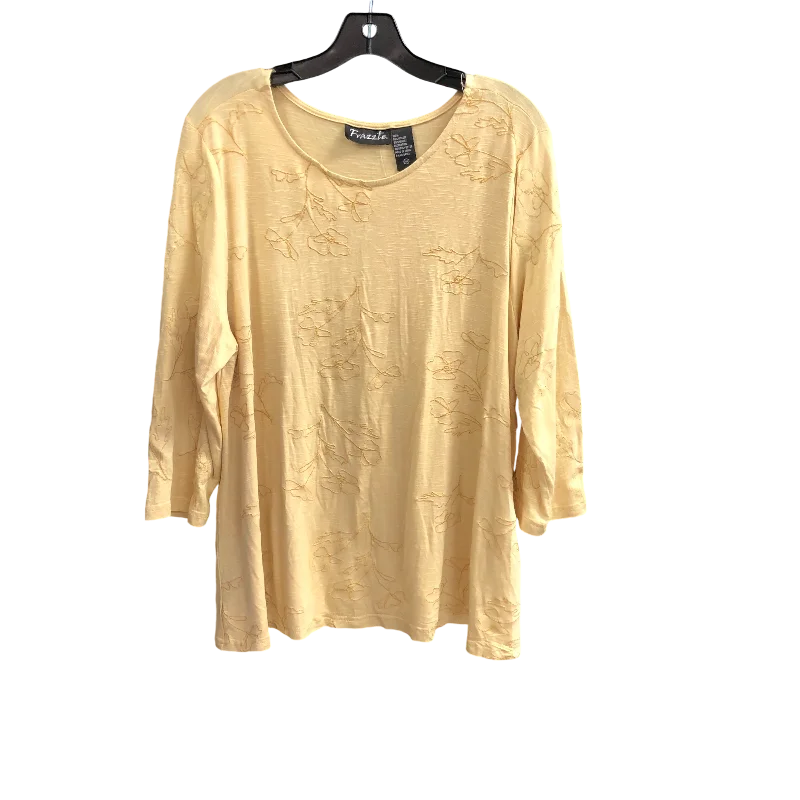 Slim-fit Shirts Top 3/4 Sleeve By Cmc In Yellow, Size: 2x