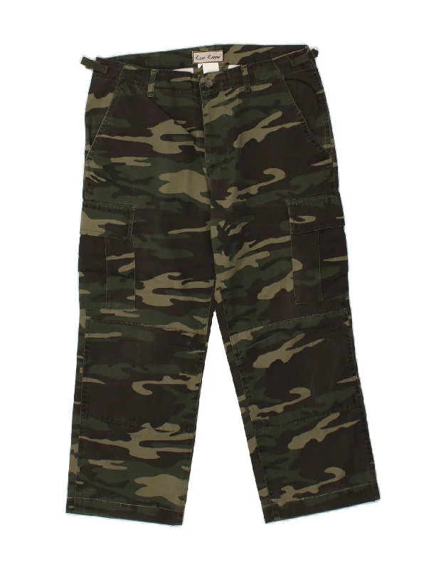 Street Boots VINTAGE Mens Straight Cargo Trousers Medium W34 L25 Green Camouflage Army