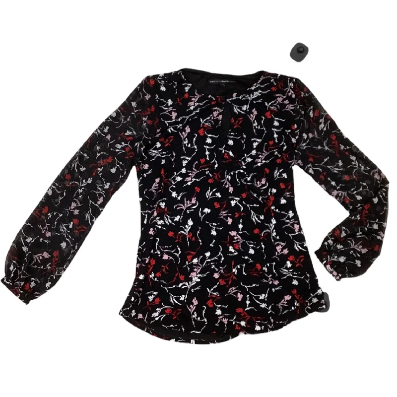 Funky Prints Top Long Sleeve Designer By White House Black Market In Black & Pink, Size: Xs