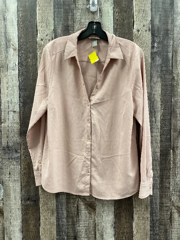 Relaxed Shirts Top Long Sleeve By H&m In Pink, Size: L