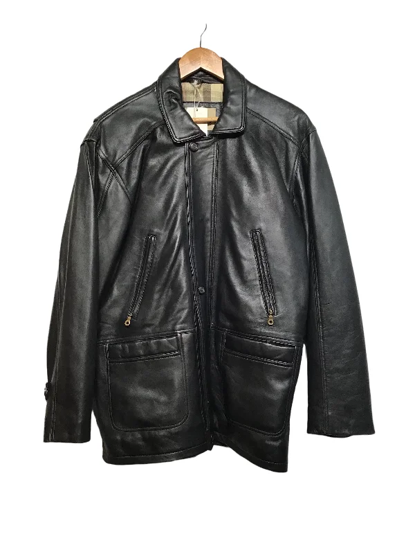 Street Shorts Black Leather Coat (Size M)