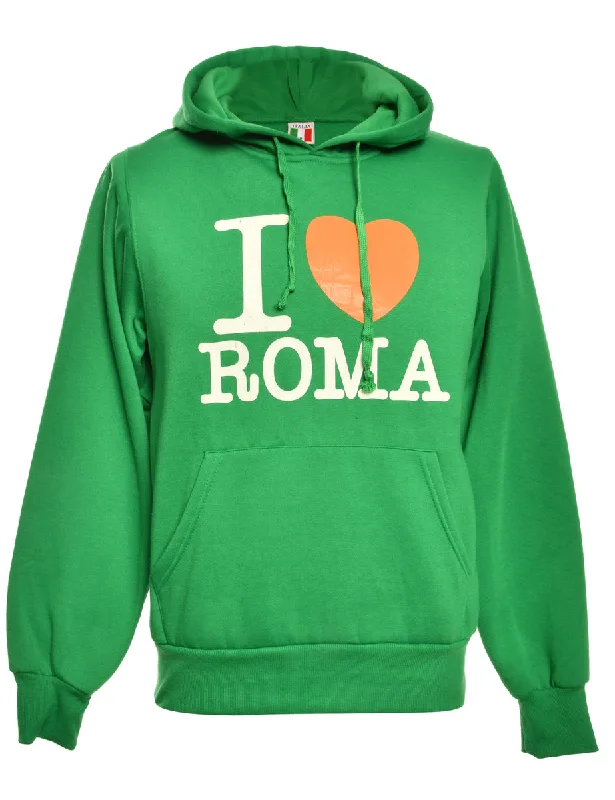 I Love Roma Printed Hoodie - M