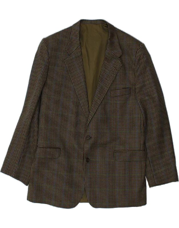 Activewear Gear OLD RIVER Mens 2 Button Blazer Jacket EU 56 3XL Khaki Check New Wool