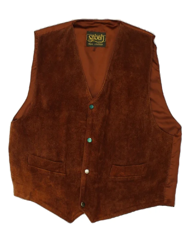 Printed Trousers SABAH Mens Suede Waistcoat Large Brown Leather