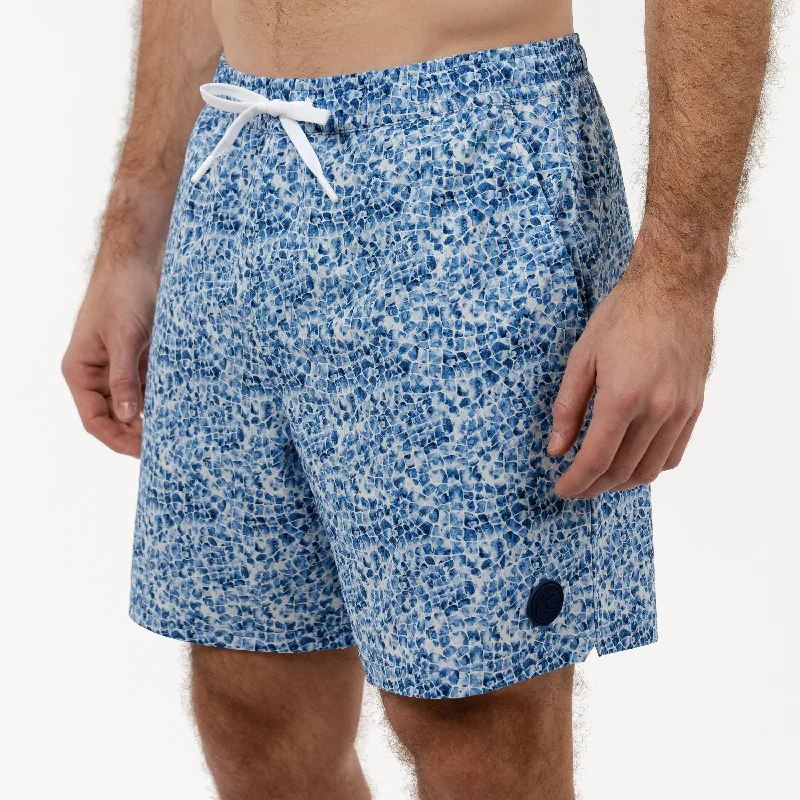 Funky Prints Medley Swim Trunk | The Pool Camo - White/Shoal Blue