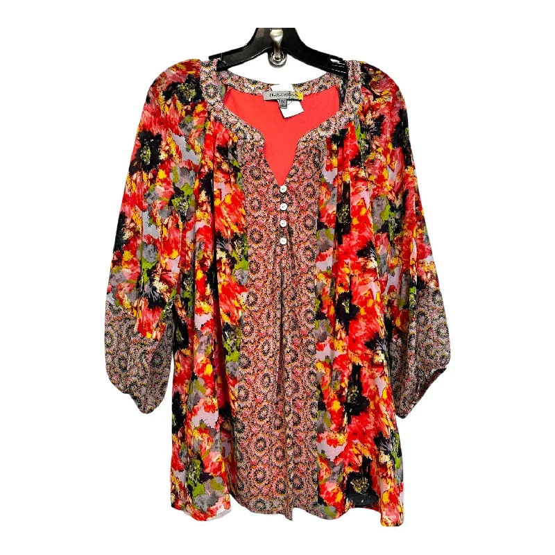 Preppy Style Top 3/4 Sleeve By Cme In Floral, Size: 1x