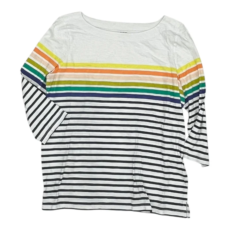 High-fashion Looks Top 3/4 Sleeve By Loft In Striped Pattern, Size:Xl