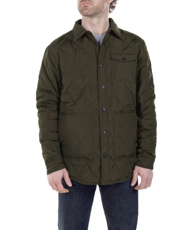 Funky Socks Schott NYC Down-filled Quilted Shirt Jacket - Olive