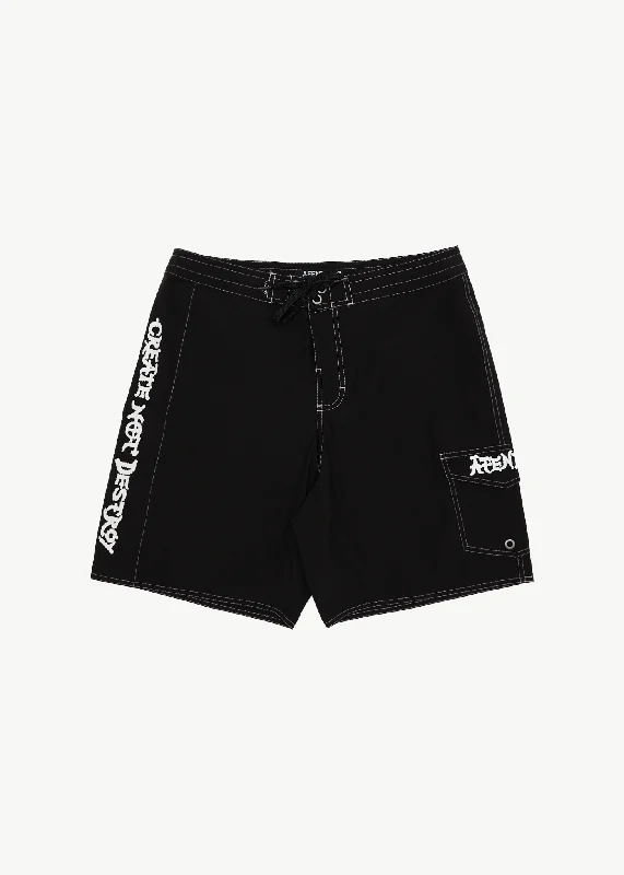 Stylish Trousers AFENDS Mens Creator - Surf Related Boardshorts 18" - Black