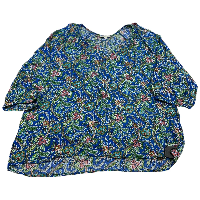 Cargo Shorts Top 3/4 Sleeve By Anne Carson In Multi-colored, Size: 1x