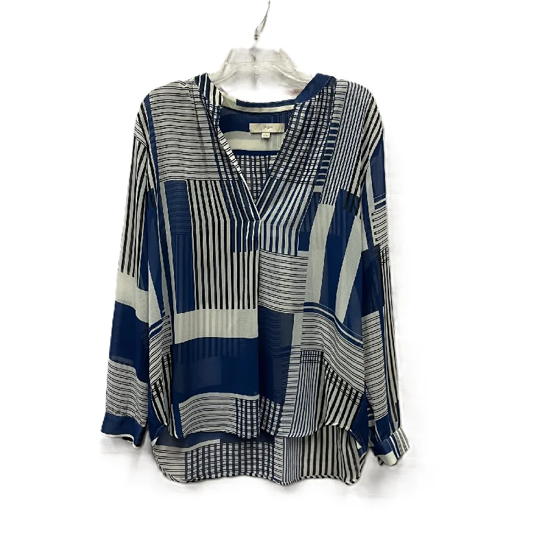 Sporty Looks Top Long Sleeve By Loft In Blue, Size: 1x