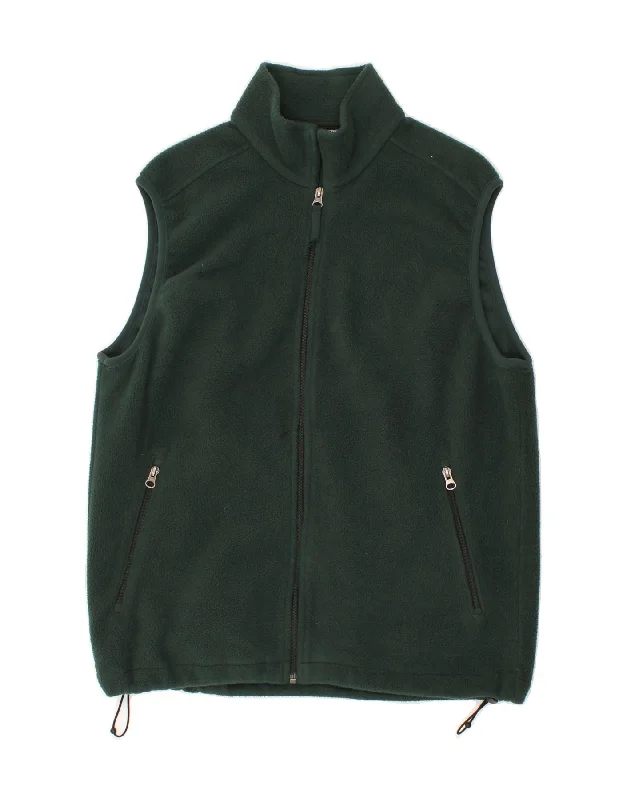 Graphic Tees LANDS END Mens Fleece Gilet UK 38/40 Medium Green Polyester