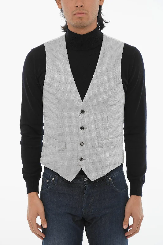 Comfy Sweatpants Corneliani Cc Collection Wool Blend Waistcoat With Contrasting Buttons