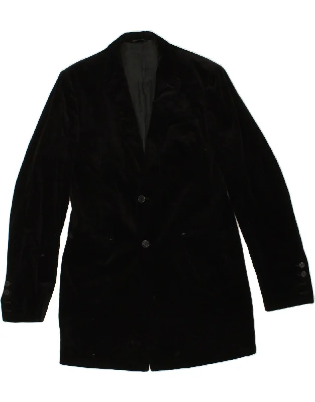 Sporty Jackets VINTAGE Mens 2 Button Blazer Jacket IT 50 Large Black Cotton