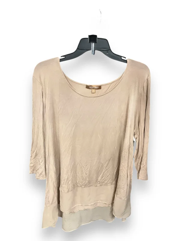 Street-inspired Top 3/4 Sleeve By Ellen Tracy In Beige, Size: 2x