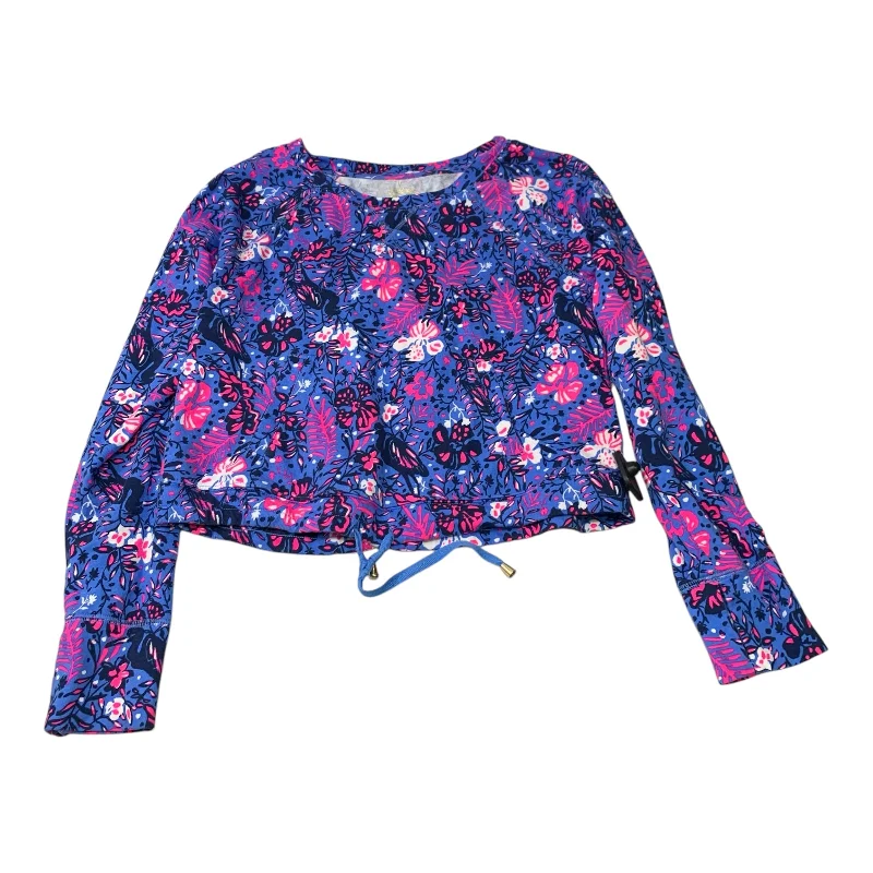 Sports Jackets Top Long Sleeve Designer By Lilly Pulitzer In Blue & Pink, Size: M