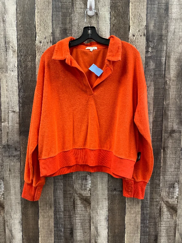 Graphic Sweatshirts Top Long Sleeve By Z Supply In Orange, Size: L