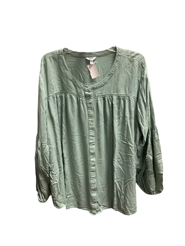 Vintage Fashion Top Long Sleeve By Sonoma In Green, Size: 4x