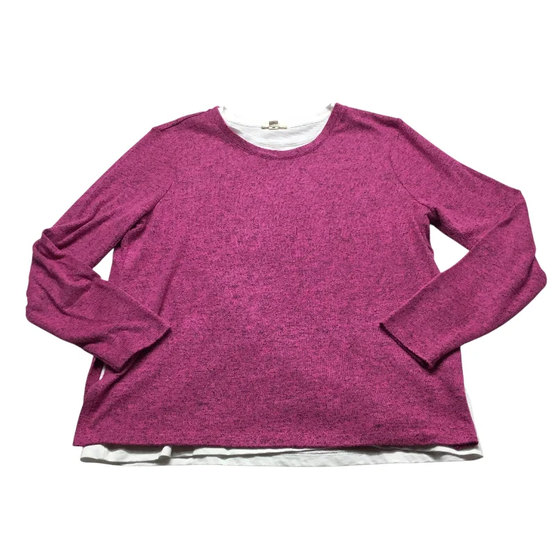 Preppy Pants Top Long Sleeve By Nic + Zoe In Pink, Size: Sp