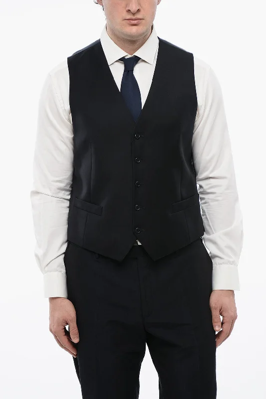 Activewear Gear Corneliani Trend Virgin Wool Waistcoat With 2 Pockets