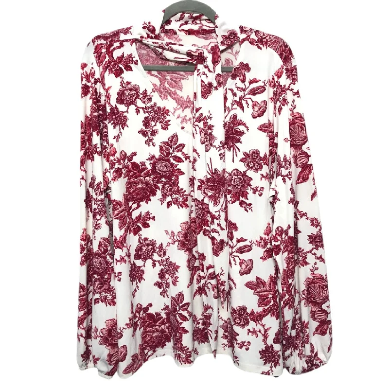 Warm Cardigans Top Long Sleeve Designer By Jason Wu In Red & White, Size: 1x