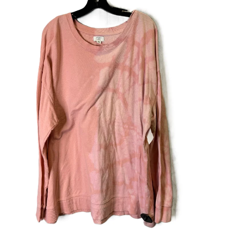 Stylish Trousers Top Long Sleeve Basic By Crown And Ivy In Pink, Size: 3x